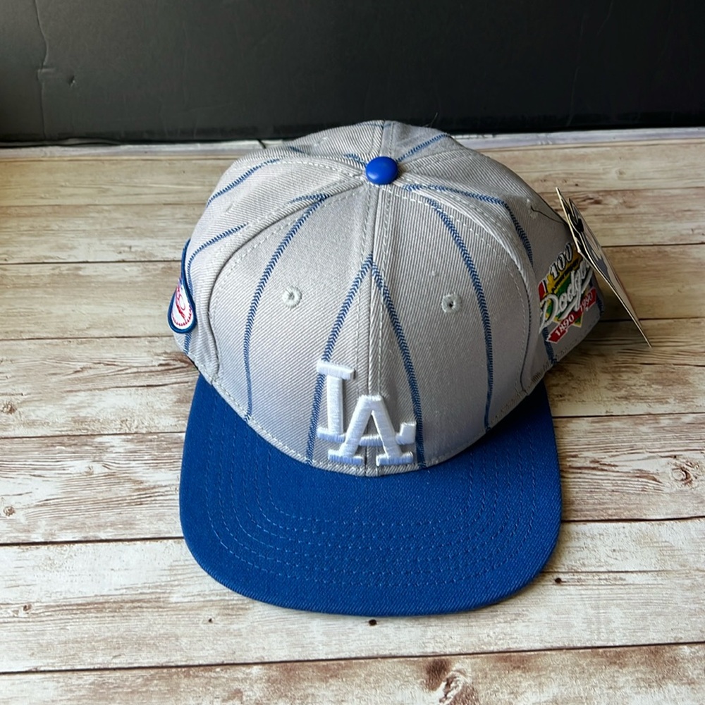 NWT Los Angeles LA Dodgers Pro Pinstripe Adjustable Gray Blue Hat Cap